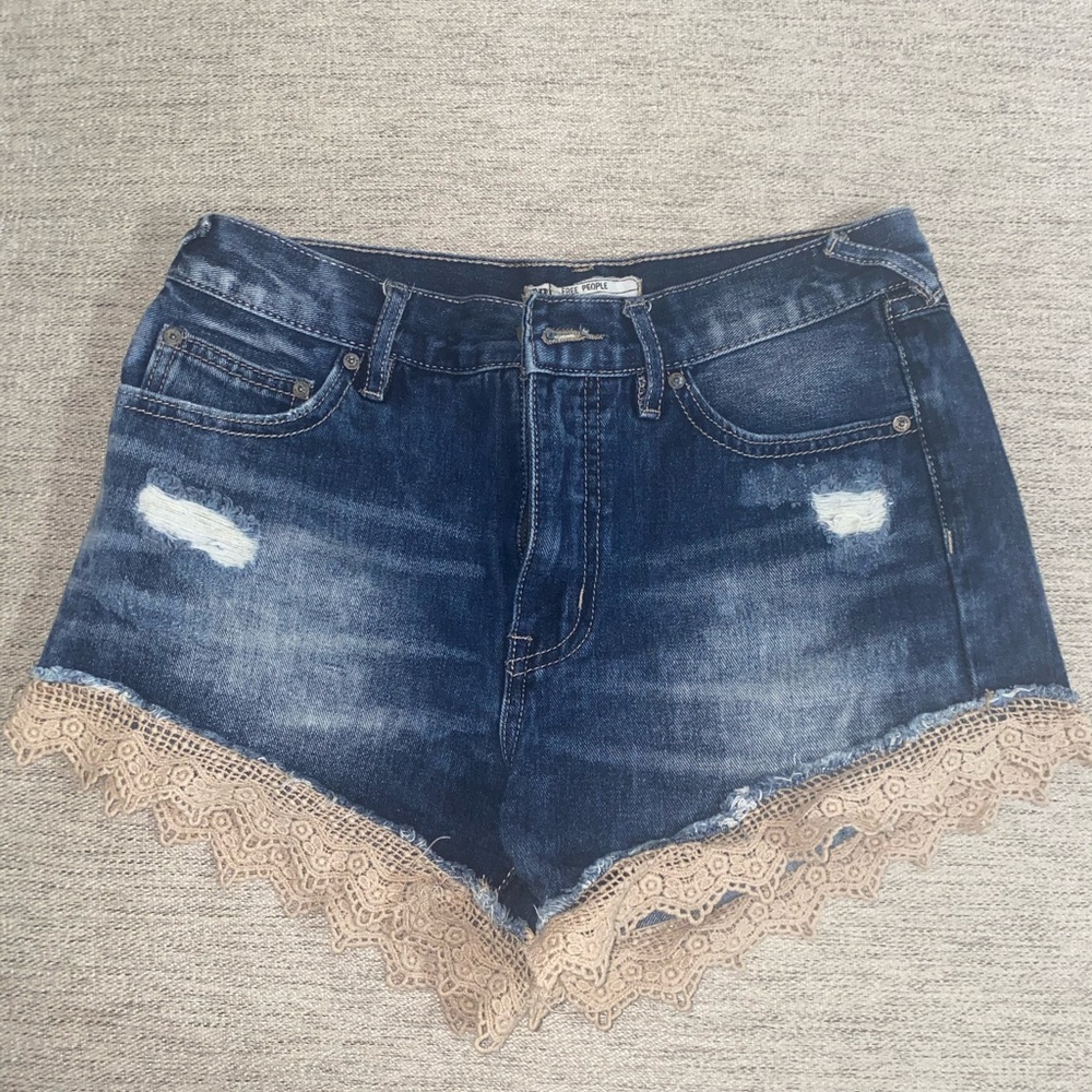 Free people lace Jean shorts